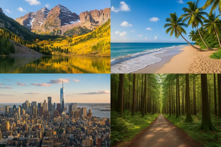 Best weekend getaways in the USA 2025 collage